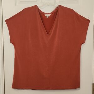 Time and Tru Rust V-Neck Tee